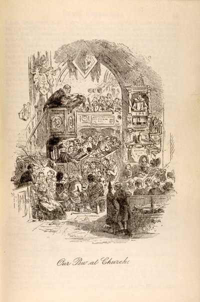 Charles Dickens（1812-70）の「David Copperfield」からの「Our Pew at Church」 作： Hablot Knight Browne